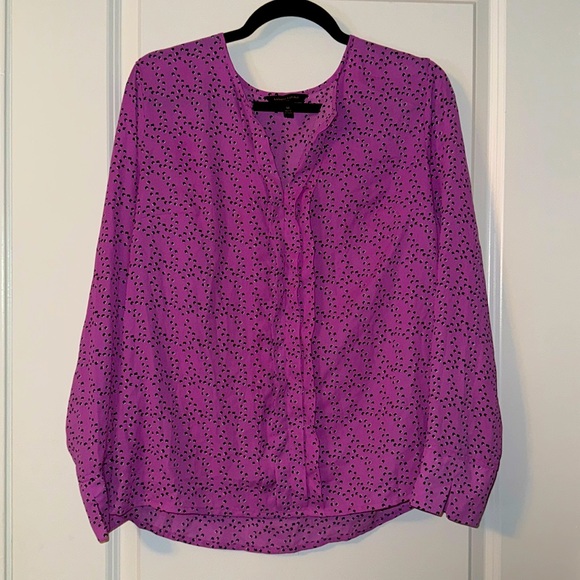 Banana Republic Tops - Banana Republic Purple/Black Blouse w/ Ruffled Front, Medium